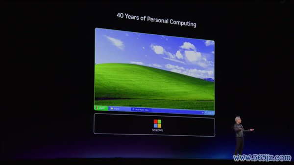 黄仁勋领先追想了 Windows PC 40 年的发展流程｜图片来源：英伟达