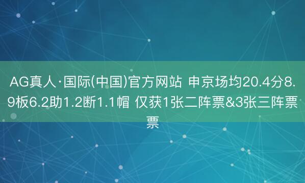 AG真人·国际(中国)官方网站 申京场均20.4分8.9板6.2助1.2断1.1帽 仅获1张二阵票&3张三阵票