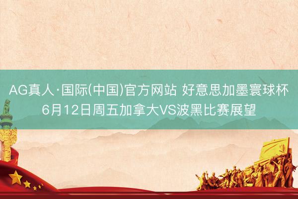 AG真人·国际(中国)官方网站 好意思加墨寰球杯6月12日周五加拿大VS波黑比赛展望