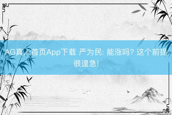 AG真人首页App下载 严为民: 能涨吗? 这个前提很遑急!